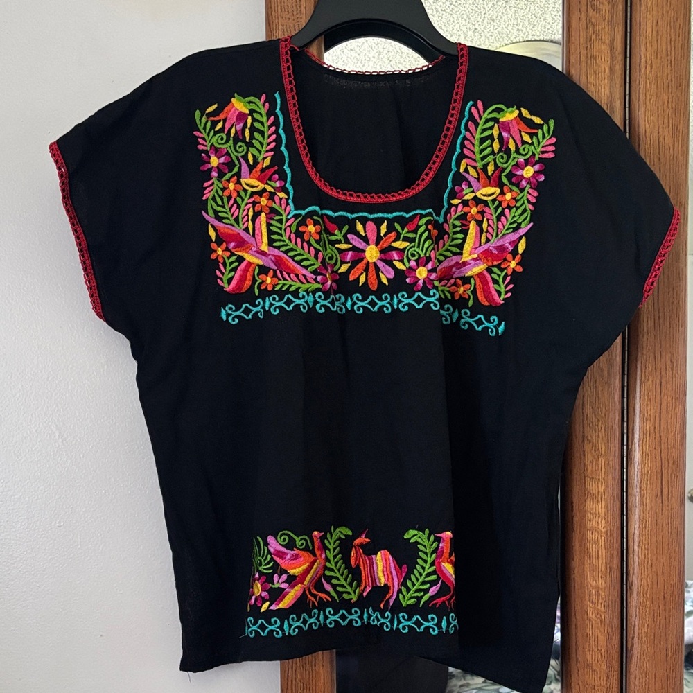 Hand made  in Mexico Multicolor Floral Design shirt size xxl